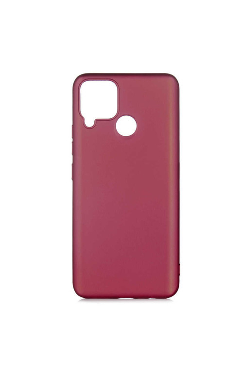 Realme C25 Kılıf Mat Soft Premier Silikon+Nano Glass Mürdüm
