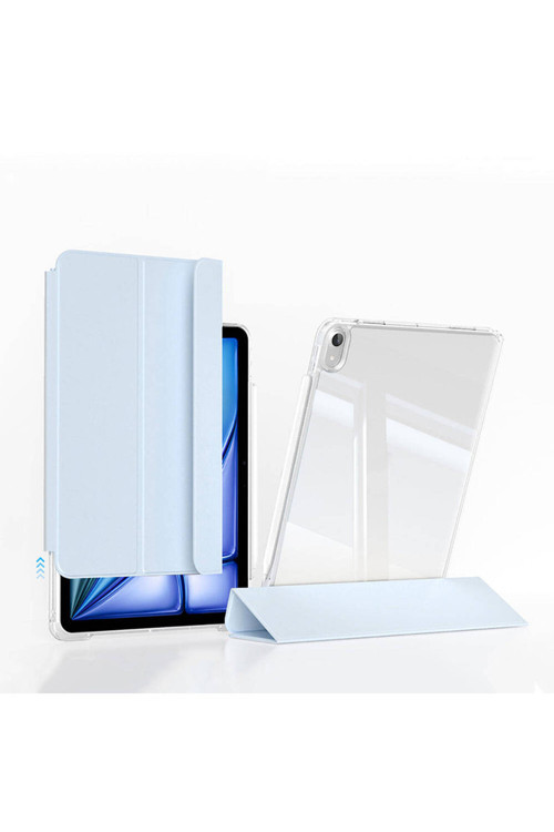 İpad Air 13 2025 M3 Kılıf Magnetik Ayrılabilen Airbagli Sliding Tablet Kılıfı - Mavi Açık