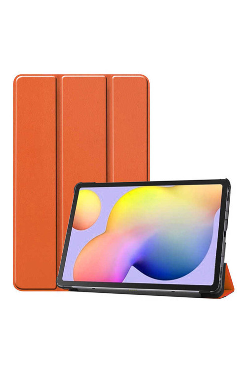 Galaxy Tab S7 Fe Lte (T737-T736-T733-T730) Uyumlu Smart Cover Standlı 1-1 Kılıf-Turuncu
