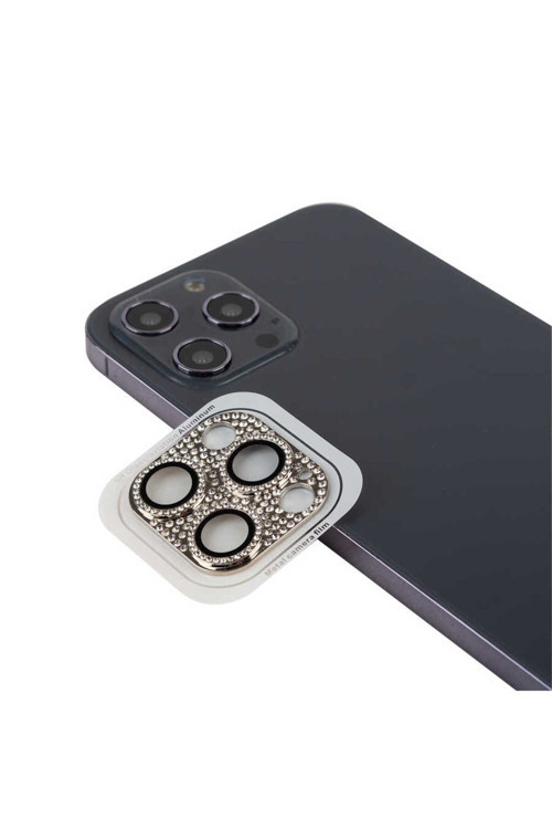 İphone 12 Pro Max Uyumlu Cl-08 Kamera Alt Koruyucu-Gümüş