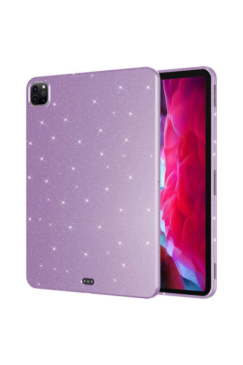 İpad Pro 11 2022 M2 Simli Parlak Görünümlü Uyumlu Tablet Koton Kılıf-Lila