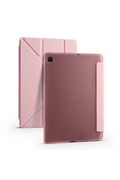 Galaxy Tab A7 10.4 T500 2020 Kılıf F-Spot Tri Folding Kalem Bölmeli Standlı Kılıf-Rose Gold