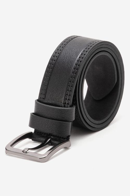 Hakiki Deri 4.5 cm Erkek Dikişli Spor Kemer 520 SİYAH