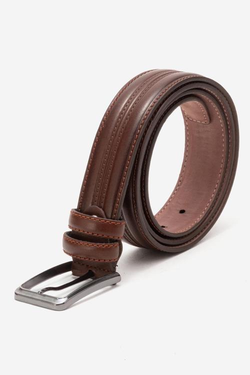 Hakiki Deri 3.5 cm Dikişli Erkek Klasik Kemer 517 KAHVERENGİ