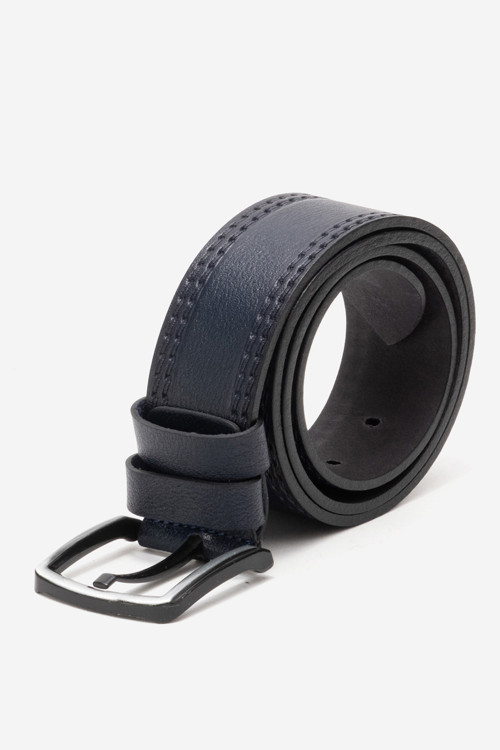 Hakiki Deri 4.5 cm Erkek Dikişli Spor Kemer 520 LACİVERT