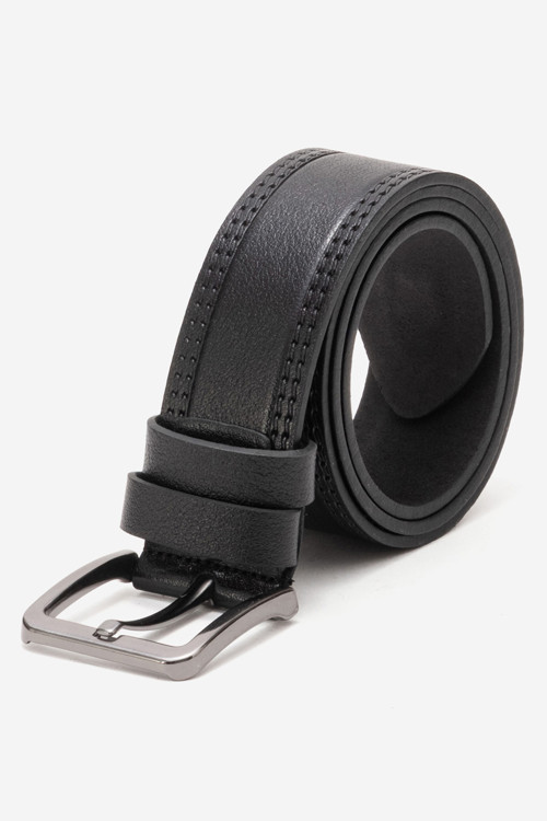 Hakiki Deri 4.5 cm Erkek Dikişli Spor Kemer 520 SİYAH