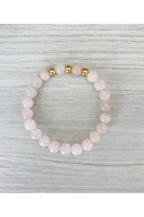 GERÇEK PEMBE KUVARS TAŞI BİLEKLİK MKT49003