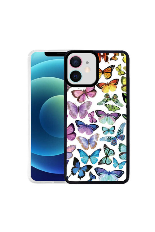 Iphone 12 Kılıf M-Fit Desenli Kapak - Butterfly No3 Uyumlu