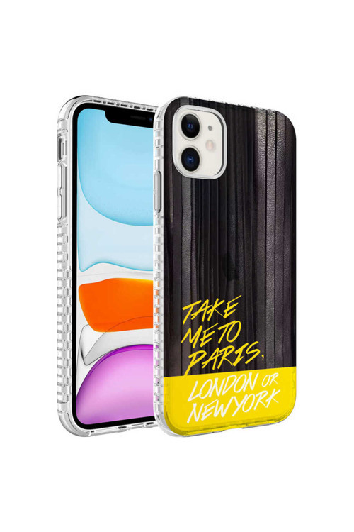 İphone 11 Uyumlu Aihttg Kenarlı Renkli Desenli Silikon Lckc Elegans Kılıf-No3