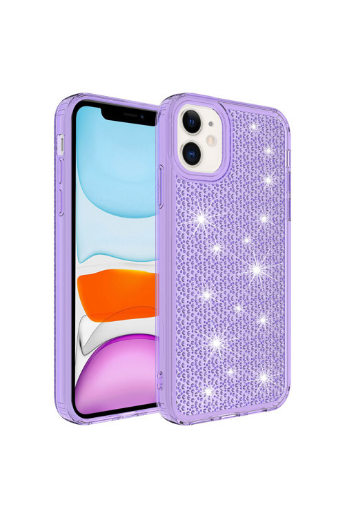 İphone 11 Uyumlu Aihttgli Parlak Tasarımlı Snow Kılıf-Mor