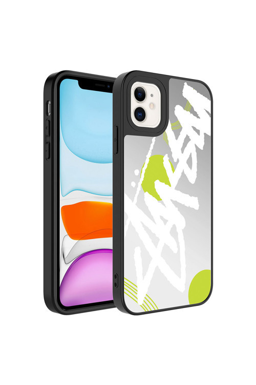 İphone 11 Uyumlu Aynalı Desenli Kamera Korumalı Parlak Csm Mirror Kılıf-Yazı