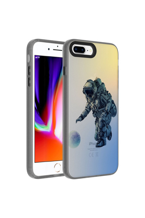 İphone 7 Plus Uyumlu Kılıf Desenli Dragon Sert Kapak (Astronot)