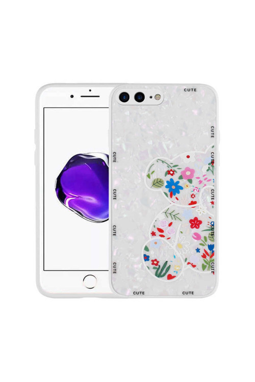 Apple Iphone 7 Plus Kılıf Desenli Sert Silikon Mumila Kapak Renk White Bear