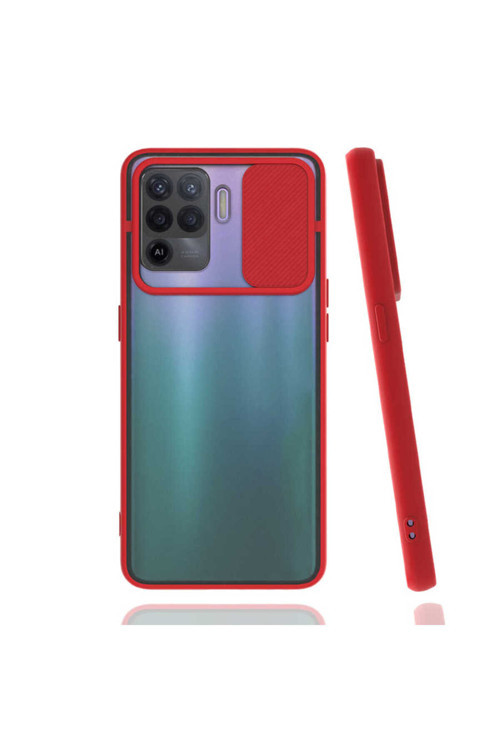 Reno 5 Lite Kılıf Lensi Kapak - Kırmızı