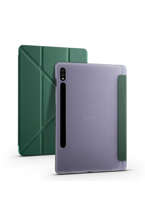 Galaxy Tab S7 T870 Tri Uyumlu Folding Standlı Kalem Bölmeli Yeşil Kılıf
