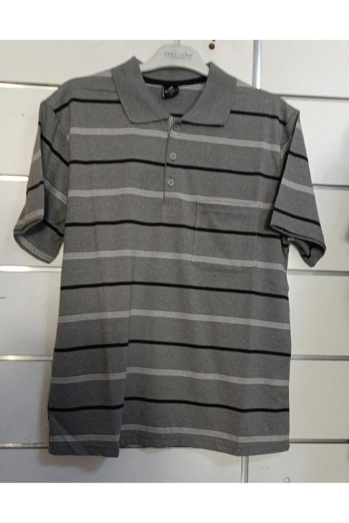 Çizgili Yakalı Baba Tshirt