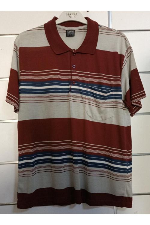 Çizgili Yakalı Baba Tshirt