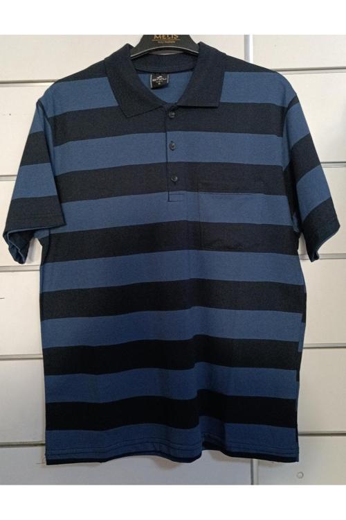 Çizgili Yakalı Baba Tshirt