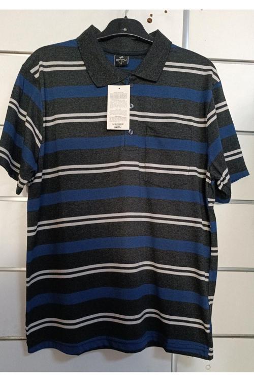 Çizgili Yakalı Baba Tshirt