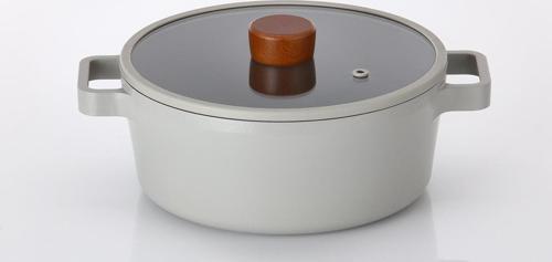 0128 D-NEOG18C FIKA ALUMINYUM DOKUM TENCERE GRI CAM KAPAKLI 18CM