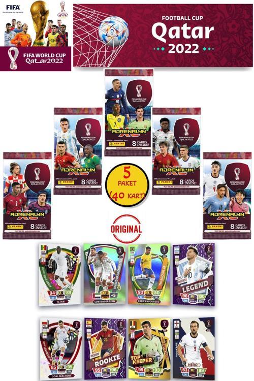 Dünya Kupası Panini FIFA 2022 Adrenalyn XL Qatar World Cup Trading Kartı (5 Paket 40 Kart)