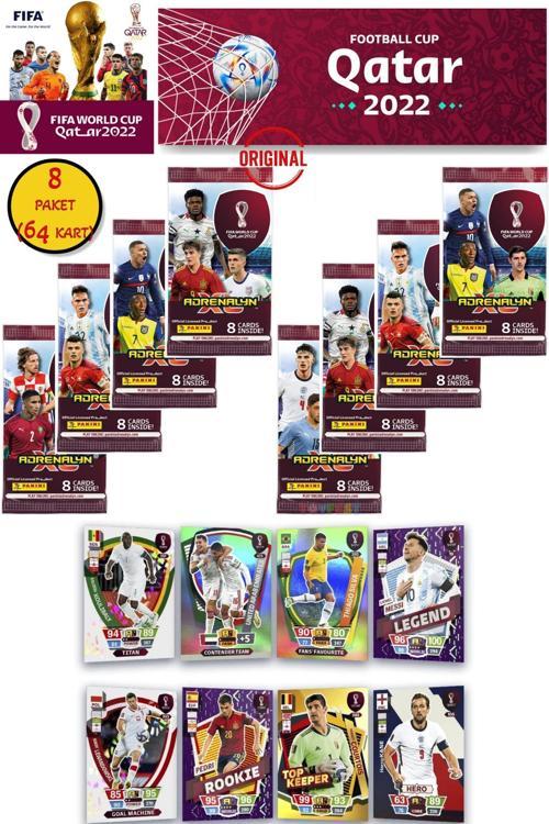Dünya Kupası Panini FIFA 2022 Adrenalyn XL Qatar World Cup Trading Kartı (8 Paket 64 Kart)
