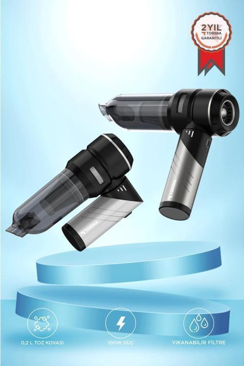 LT-101 Gri Katlanabilir Mini Çok Fonksiyonlu Şarjlı Araç ve Ev Kullanımı İçin El Süpürgesi