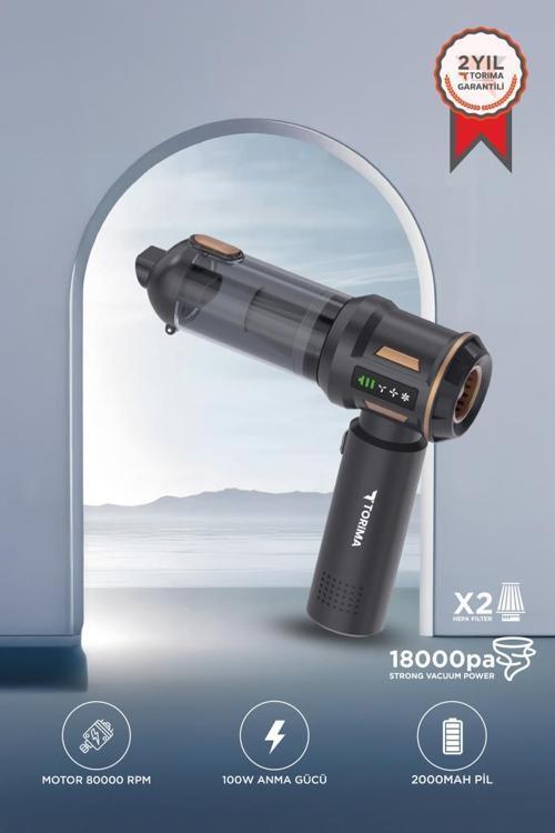 LT-100 Siyah 4in1 Mini Çok Fonksiyonlu  Şarjlı Araç ve Ev Kullanımı İçin El Süpürgesi