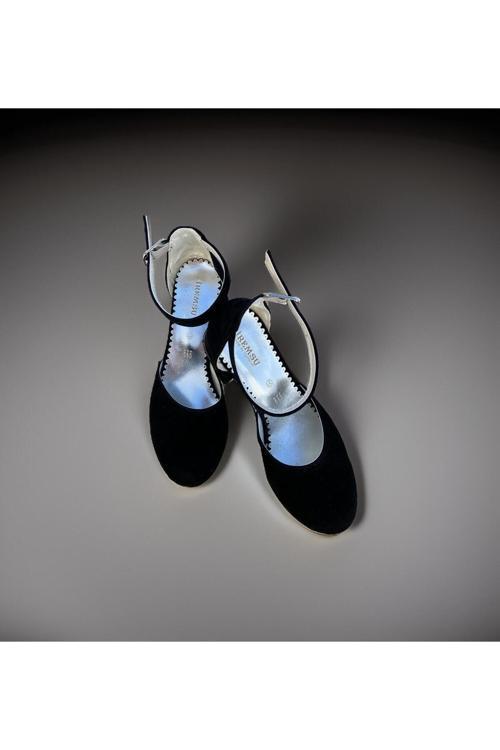 Siyah Süet Kız Çocuk Topuklu Ayakkabı