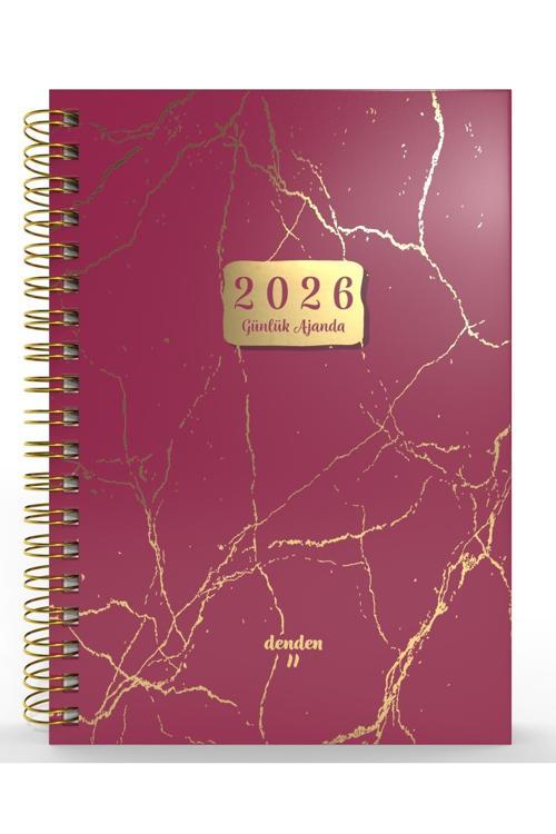 Spiralli 2026 Ajanda Mermer Kırmızı