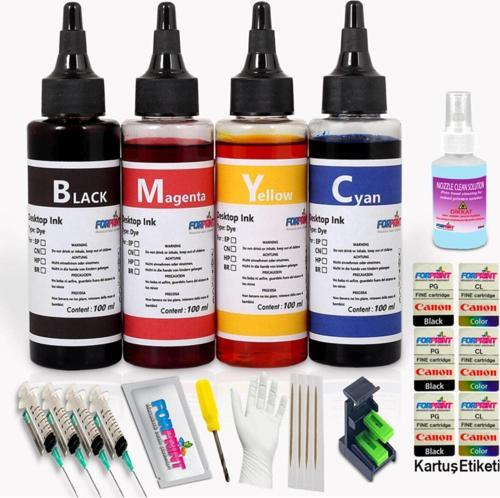 Canon Yazıcılar Için Uyumlu Kartuş Dolum Seti 4X100Ml
