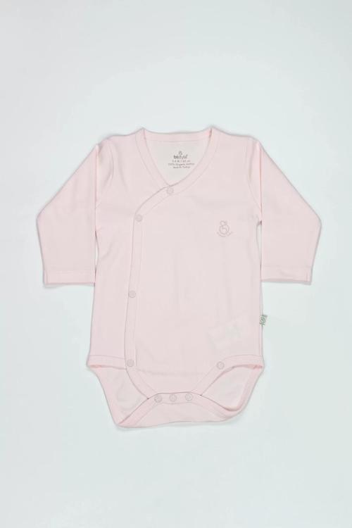 Baby Organik Natural Basic Style Kruvaze Uzun Kol Body Bs17102 Pembe