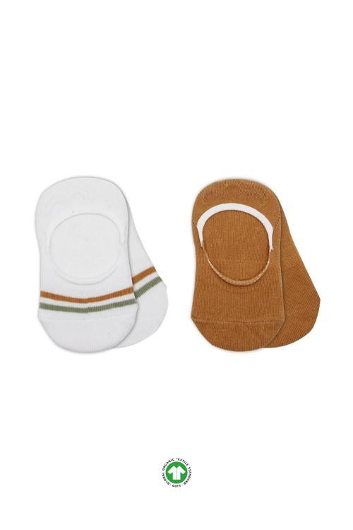 Bistyle 2'li Penye Babet Silikon Çemberli Çorap 30102 Hardal Beyaz
