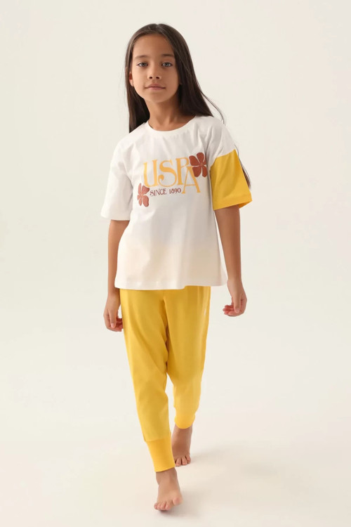 Kız Çocuk Pijama Takım Krem