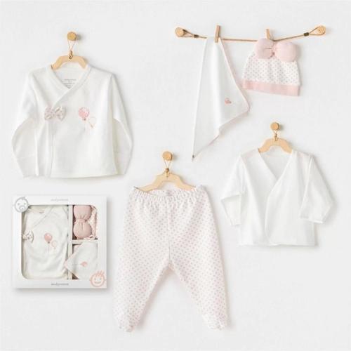 Andywawa Ac25550 Newborn Set Pınk Baloons 5'li Hastane Çıkışı Ekru