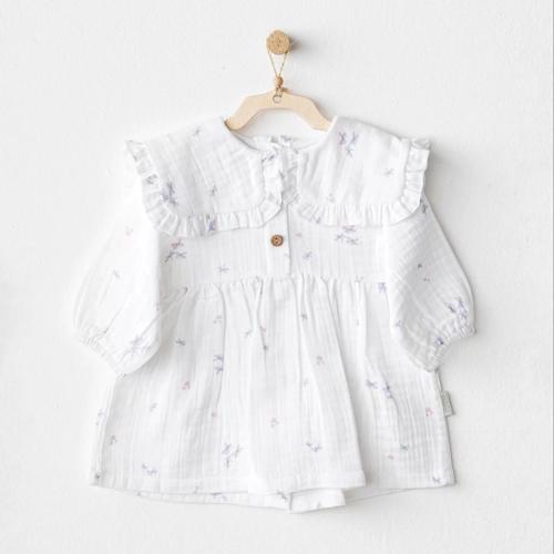 Magical Butterfly Müslin Bebek Elbise White