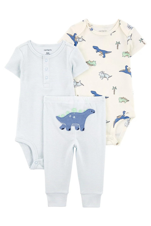 Erkek Bebek Body Pantolon Set 3'lü Paket Renkli