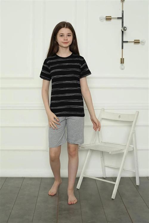 Kız Çocuk Penye Şortlu Pijama Takım Siyah
