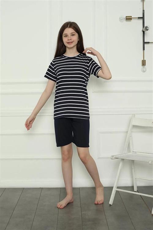Kız Çocuk Penye Şortlu Pijama Takım Lacivert