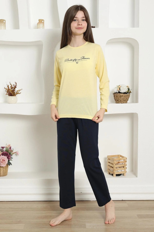 Kız Çocuk Penye Pijama Takım Sarı
