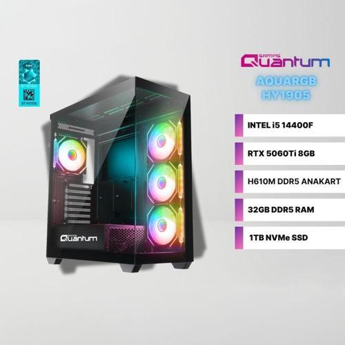 AquaRGB HY1905 Intel i5-14400F 32GB DDR5 1TB NVMe SSD RTX 5060Ti 8GB Gaming Masaüstü Bilgisayar