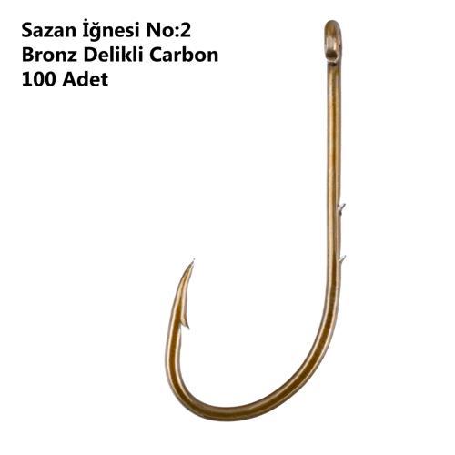 Sazan İğnesi No:2 Bronz Delikli Carbon 100 Adet 92666-2