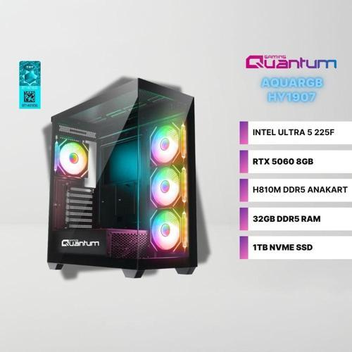 AquaRGB HY1907 Intel Ultra 5 225F 32GB DDR5 1TB NVMe SSD RTX 5060 8GB Gaming Masaüstü Bilgisayar