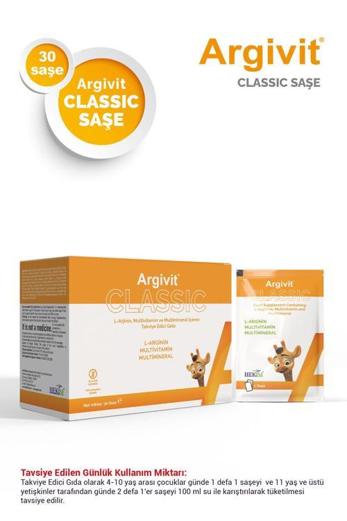 Classic 30'lu Şase, L-Arjinin, Multivitamin ve Multimineral İçeren Takviye Edici Gıda