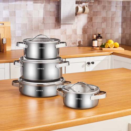Power Steel 316+ 3Ply Discovery İndüksiyon Tabanlı 8 Parça Çelik Tencere Seti