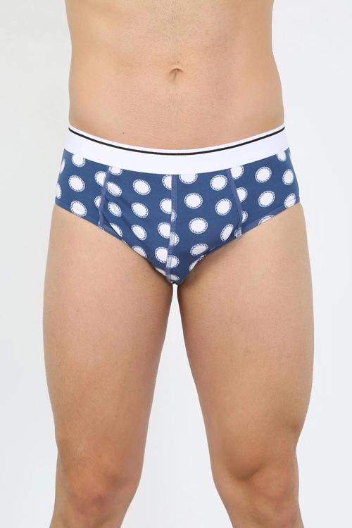 Erkek Pamuk Desenli Likralı Slip Lacivert