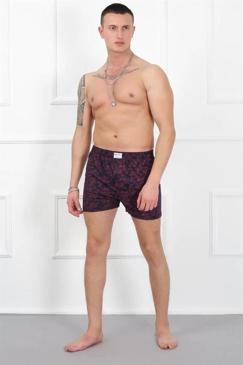 Erkek Penye Boxer Bordo - Lacivert