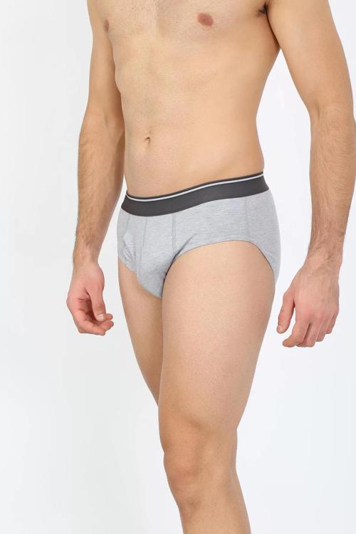 Erkek Pamuk Likralı Slip Gri