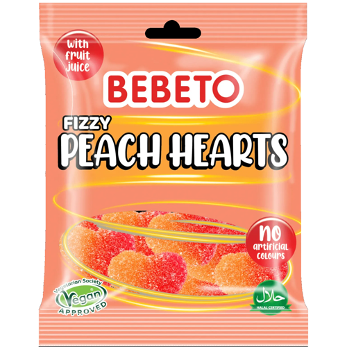 Vegan Peach Hearts 150 Gr. Jelly