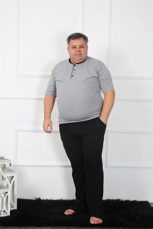 Büyük Beden Erkek Gri Penye Pijama Takım